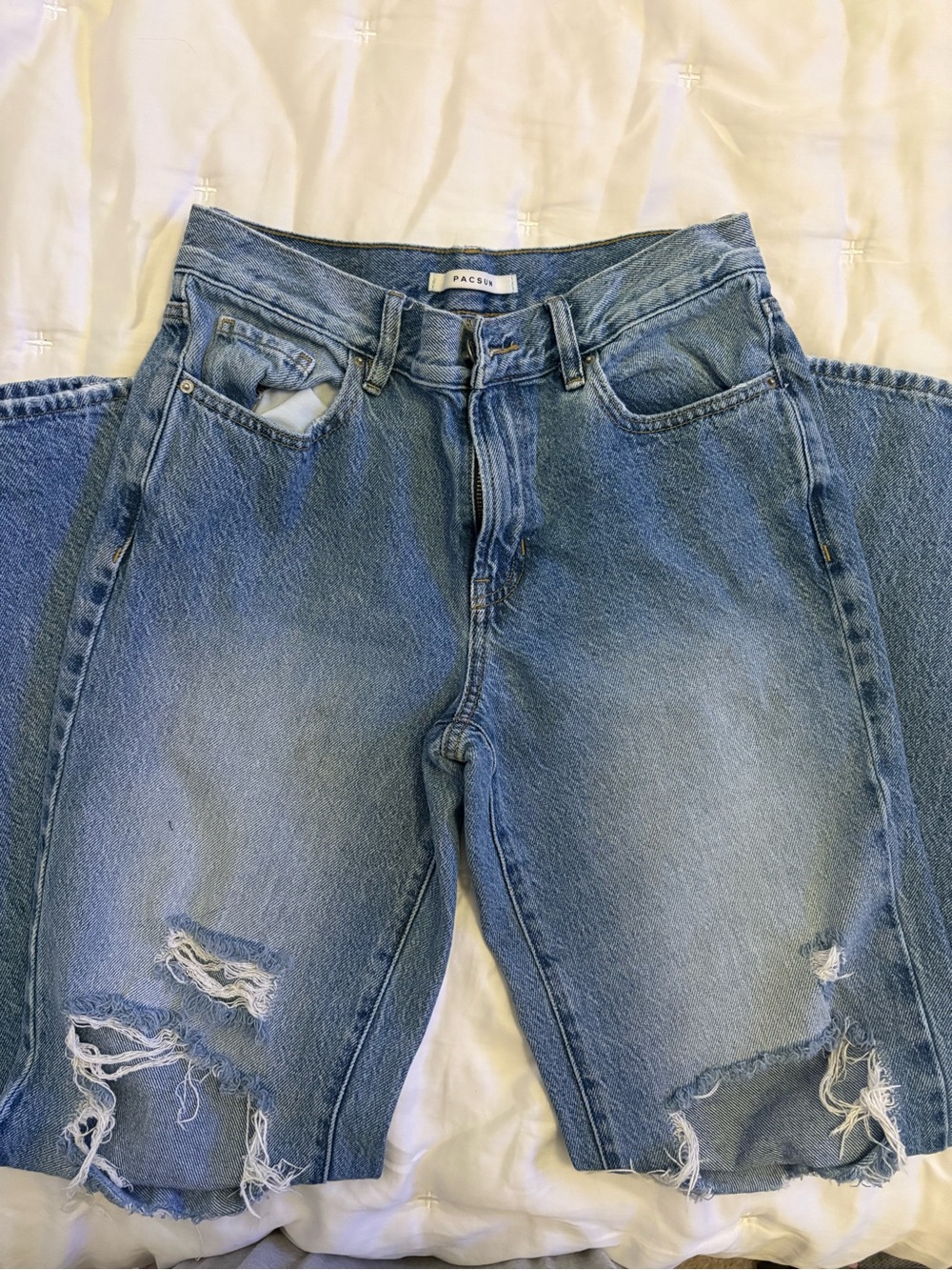 PacSun Women's Light Blue Distressed Boyfriend Jeans